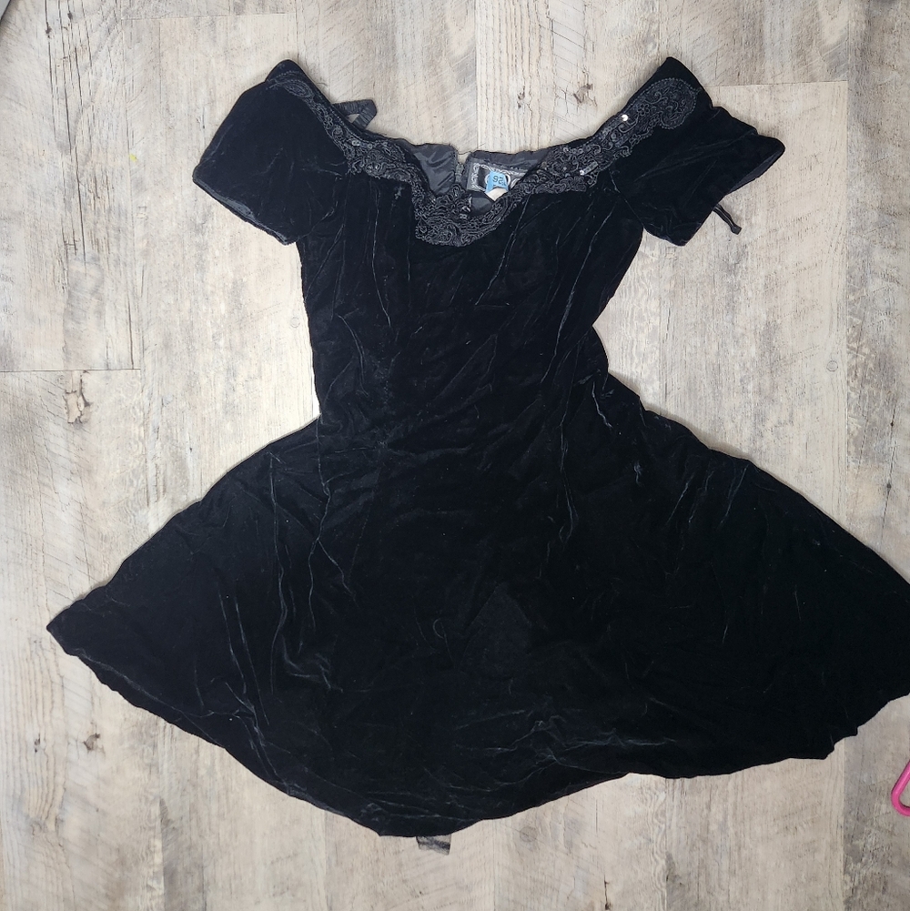 Vintage black velvet dress New Year's Party